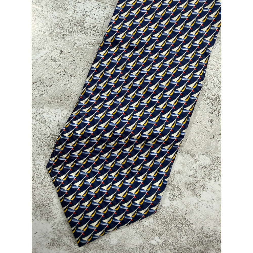 Jos. A. Bank Silk Tie Men OS Blue‎ Nautical Sailboat Executive Collection